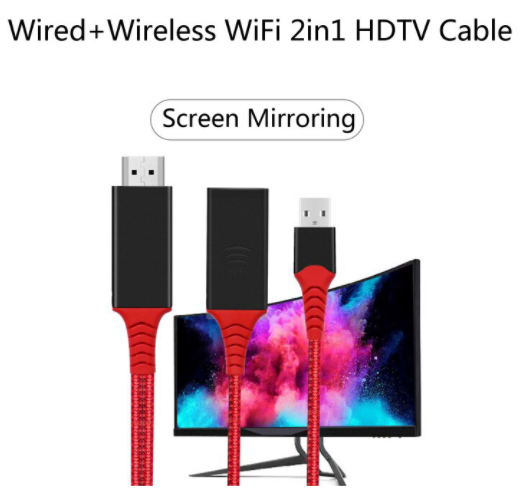 2 in 1 Cast (Phone to HDTV Cable) Wireless Display Dongle