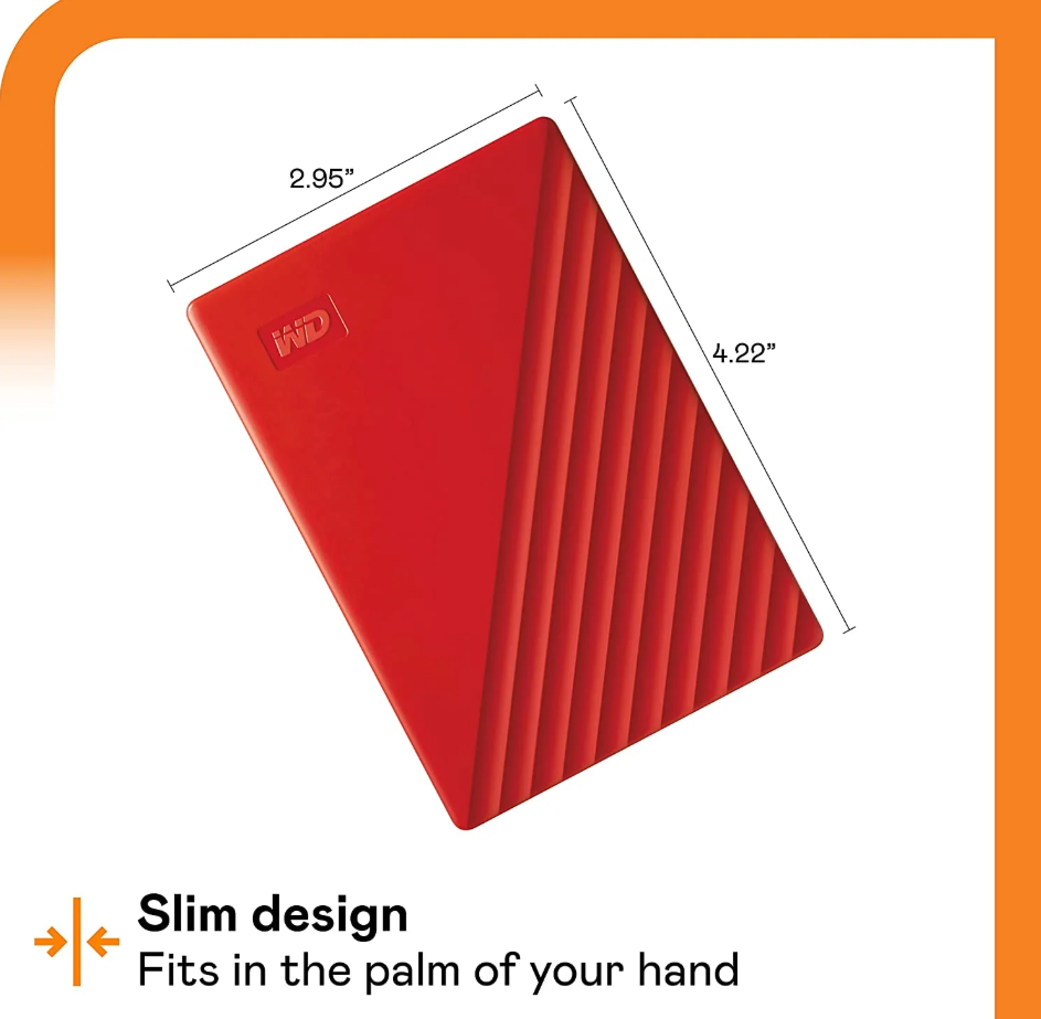 WD My Passport 2TB External Hard Disk (Red)