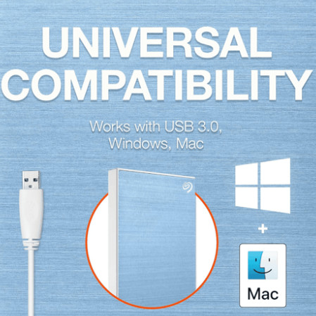 Seagate One Touch With Password 2TB (Light Blue) - External Hard Disk