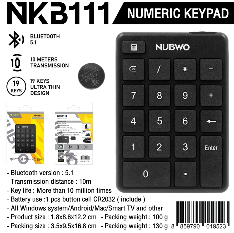 Nubwo NKB111 Bluetooth Numeric Keypad