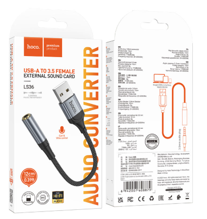 HOCO LS36 USB-A to 3.5 Female External Sound Card