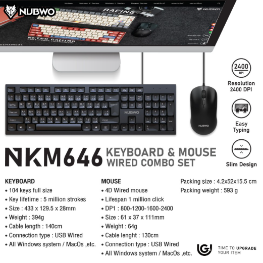Nubwo NKM646 Wired Keyboard + Mouse Combo Set