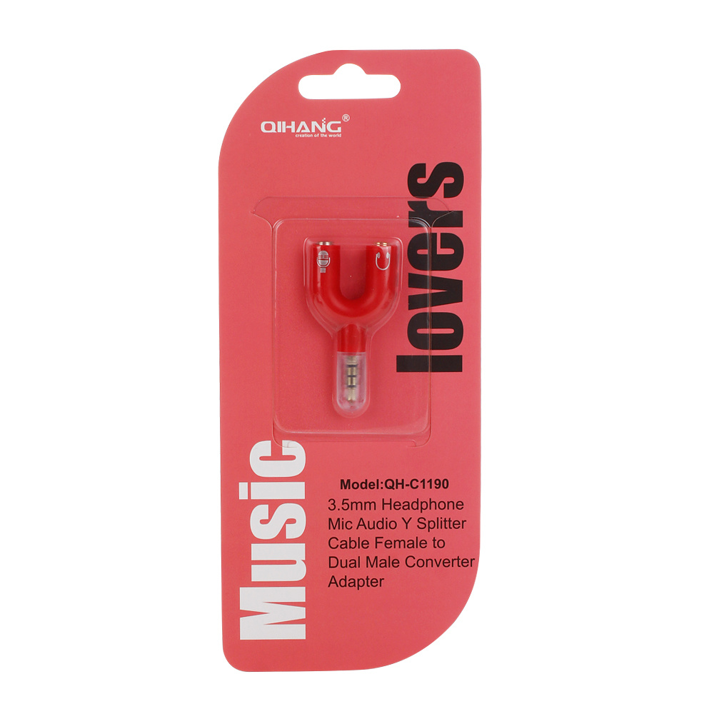 Music Lover 3.5mm Headphone Mic Audio Y Splitter (QH-C1190)