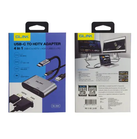 G-Link GL-030 USB-C to HDMI/VGA 4 in 1 Type-C Adapter