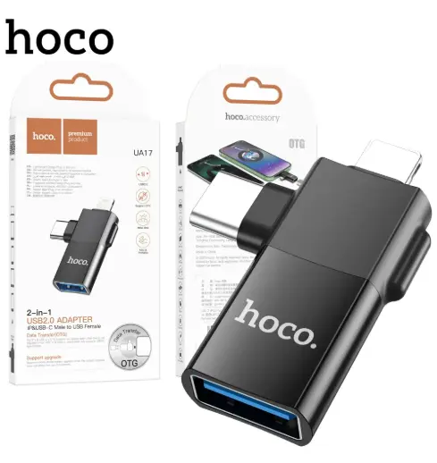 HOCO UA17 2-in-1 (iP & USB-C) Male to USB Female Adapter