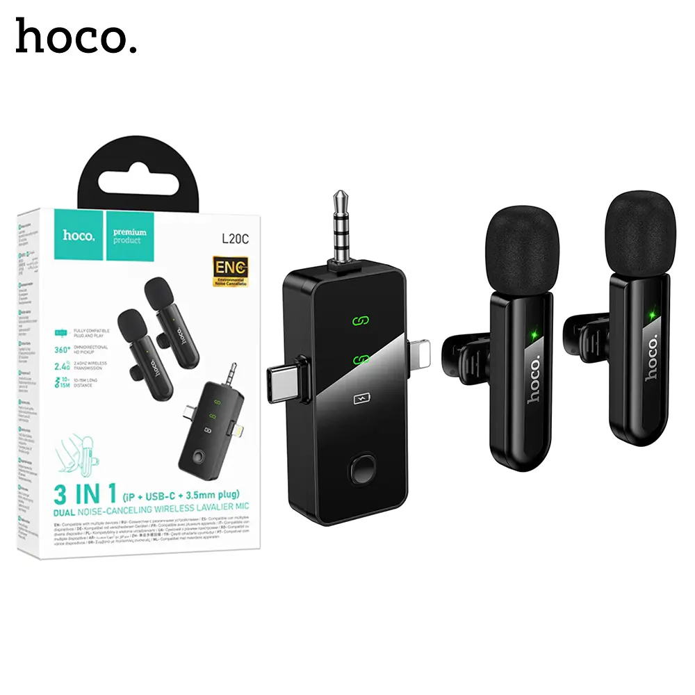 Hoco L20C Dual-Mic Wireless Microphone (iP/Type-C/3.5)