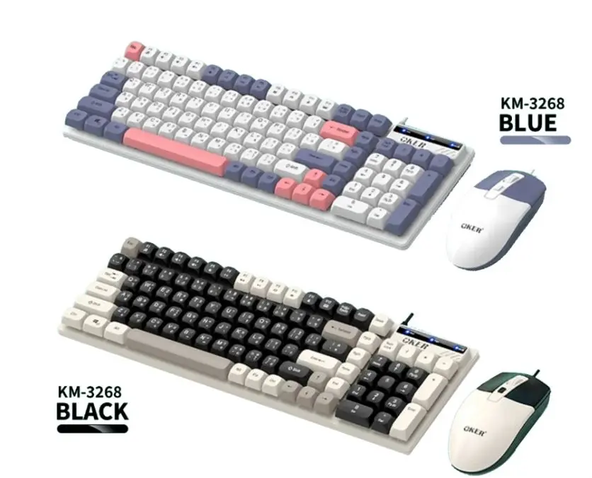Oker L-SHARK KM-3268 Colorful Wired Keyboard and Mouse Combo