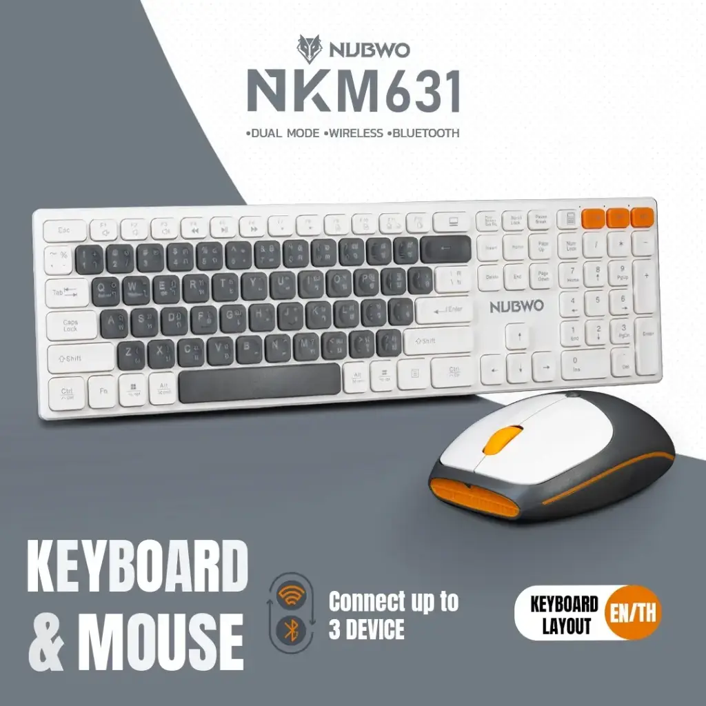 NUBWO NKM-631 Bluetooth Keyboard and Mouse (Thai Layout)