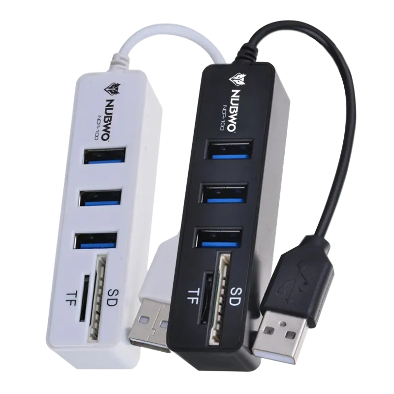 Nubwo NCR-100 3 Ports USB Hub and Card Reader Combo (SD, TF, 2.0 USB)