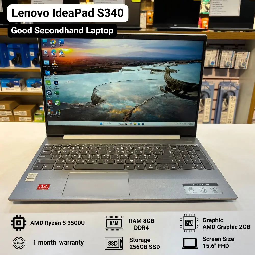 lenovo Ideapad S340 (Ryzen 5,3500U,8GB, SSD256GB ,15.6", Graphic 2GB) 