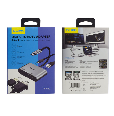 G-Link GL-030 USB-C to HDMI/VGA 4 in 1 Type-C Adapter