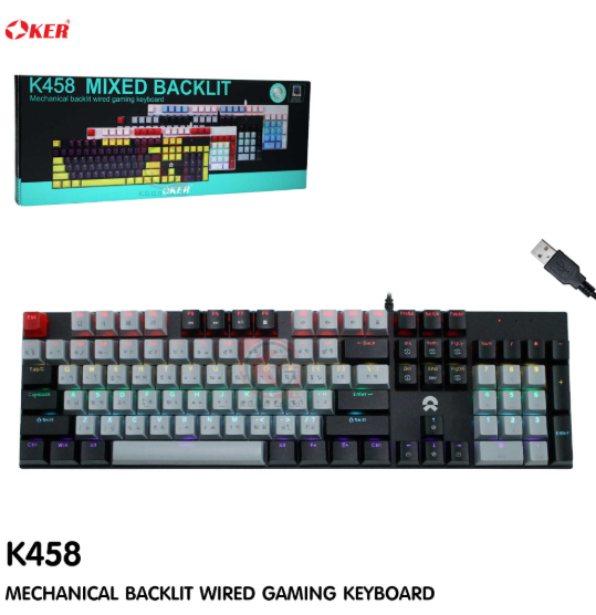 Oker K458 Mixed Backlit Mechanical Wired Gaming Keyboard