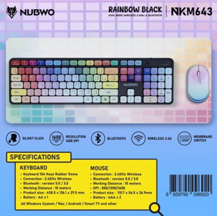 NUBWO NKM-643 Bluetooth +Wireless Keyboard and Mouse