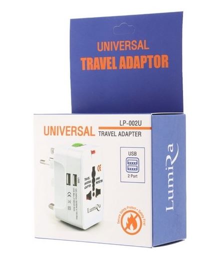 Lumira LP-002U Universal Travel Adapter (with USB 2 ports)