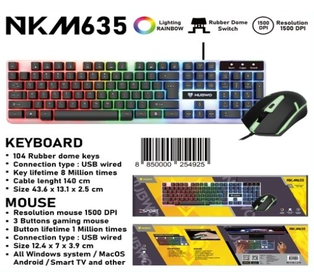 Nubwo NKM635 Wired Keyboard + Mouse RGB Combo