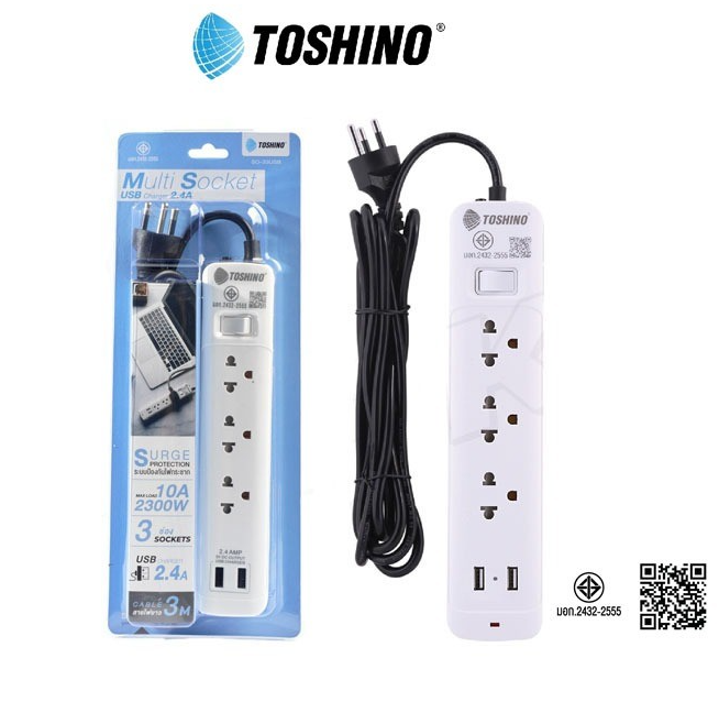 Toshino S0-33 Multi 3 Socket 2 USB 3M