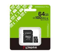 [124043] Kingston Data Micro SD Card 64GB Canvas Select Plus (SDCS3)