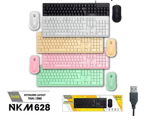 [128245] NUBWO NKM-628 Wired Keyboard & Mouse Combo Set ( Mint, Pink, White)