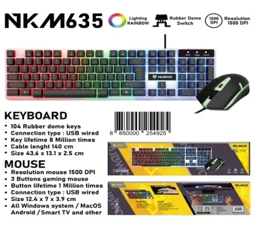 [121218] Nubwo NKM635 Wired Keyboard + Mouse RGB Combo